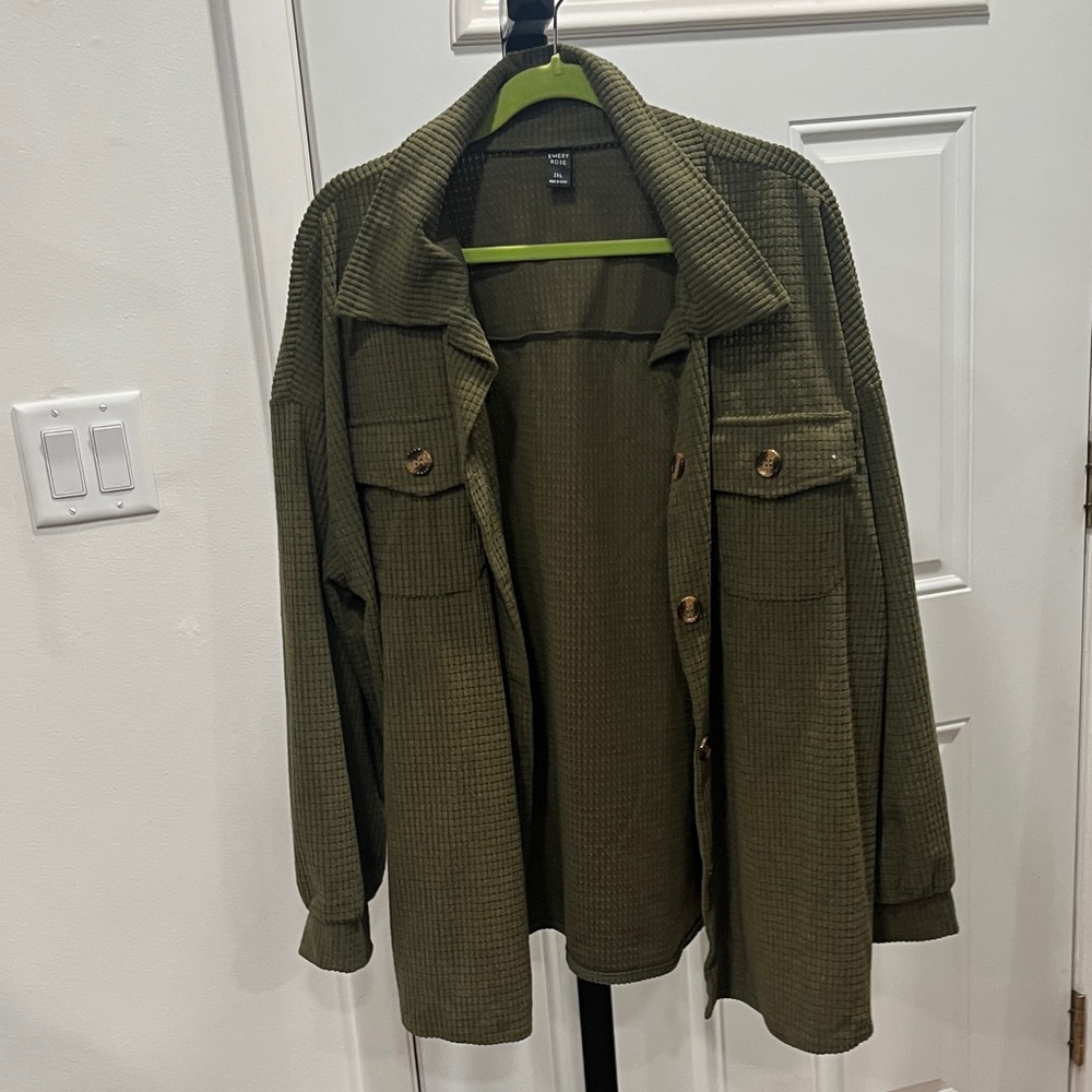 Olive Green Women's Shirt Jacket